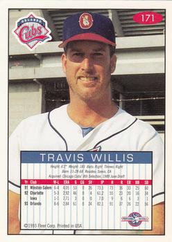 1993-94 Fleer Excel #171 Travis Willis Back