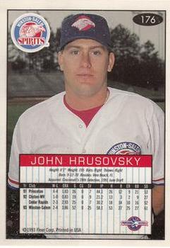 1993-94 Fleer Excel #176 John Hrusovsky Back