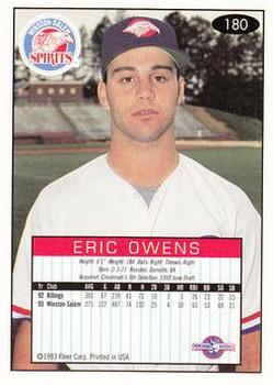 1993-94 Fleer Excel #180 Eric Owens Back