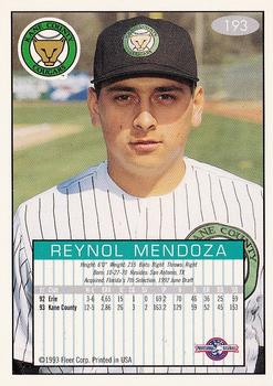 1993-94 Fleer Excel #193 Reynol Mendoza Back