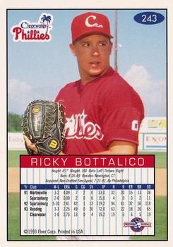 1993-94 Fleer Excel #243 Ricky Bottalico Back