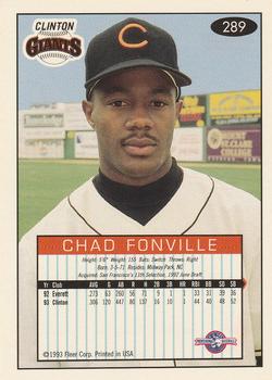 1993-94 Fleer Excel #289 Chad Fonville Back