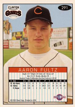 1993-94 Fleer Excel #291 Aaron Fultz Back