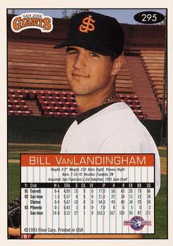 1993-94 Fleer Excel #295 Bill Van Landingham Back