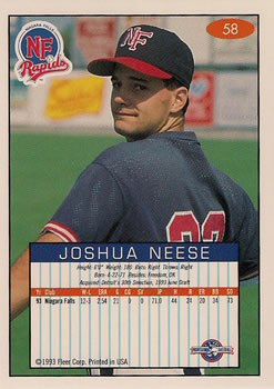 1993-94 Fleer Excel #58 Joshua Neese Back