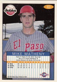 1993-94 Fleer Excel #83 Mike Matheny Back