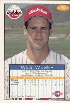 1993-94 Fleer Excel #90 Wes Weger Back