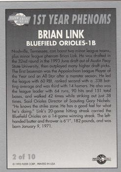 1993-94 Fleer Excel - First Year Phenoms #2 Bryan Link Back