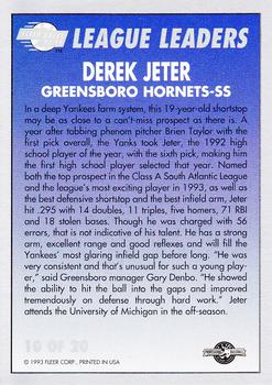1993-94 Fleer Excel - League Leaders #10 Derek Jeter Back