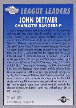 1993-94 Fleer Excel - League Leaders #7 John Dettmer Back