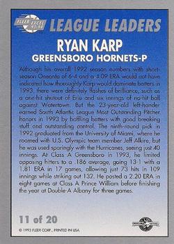 1993-94 Fleer Excel - League Leaders #11 Ryan Karp Back