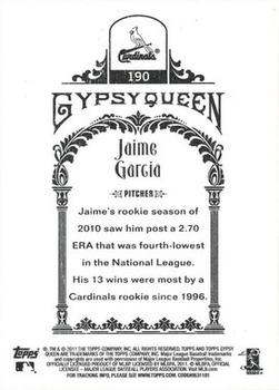 2011 Topps Gypsy Queen #190 Jaime Garcia Back