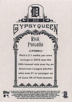 2011 Topps Gypsy Queen #213 Rick Porcello Back
