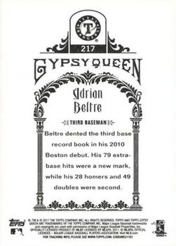 2011 Topps Gypsy Queen #217 Adrian Beltre Back