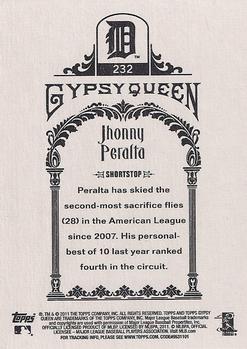 2011 Topps Gypsy Queen #232 Jhonny Peralta Back