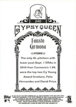 2011 Topps Gypsy Queen #240 Fausto Carmona Back