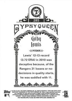 2011 Topps Gypsy Queen #285 Colby Lewis Back