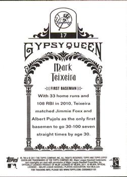 2011 Topps Gypsy Queen #17 Mark Teixeira Back
