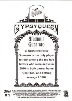 2011 Topps Gypsy Queen #36 Vladimir Guerrero Back