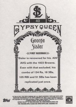 2011 Topps Gypsy Queen #40 George Sisler Back