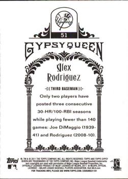2011 Topps Gypsy Queen #51 Alex Rodriguez Back