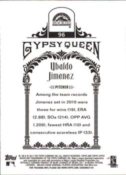 2011 Topps Gypsy Queen #96 Ubaldo Jimenez Back