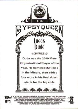 2011 Topps Gypsy Queen #104 Lucas Duda Back