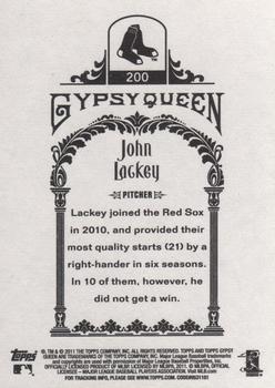 2011 Topps Gypsy Queen #200 John Lackey Back