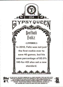 2011 Topps Gypsy Queen #204 Neftali Feliz Back