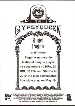 2011 Topps Gypsy Queen #216 Angel Pagan Back