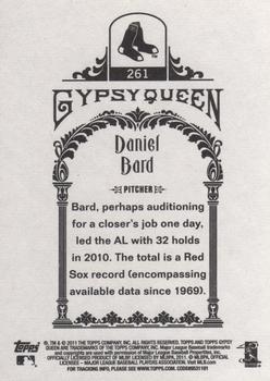 2011 Topps Gypsy Queen #261 Daniel Bard Back