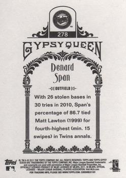 2011 Topps Gypsy Queen #278 Denard Span Back