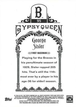 2011 Topps Gypsy Queen #95 George Sisler Back