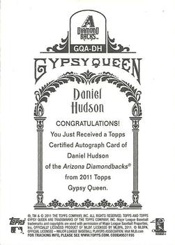 2011 Topps Gypsy Queen - Autographs #GQA-DH Daniel Hudson Back
