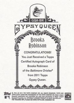 2011 Topps Gypsy Queen - Autographs #GQA-BR Brooks Robinson Back
