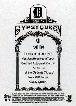 2011 Topps Gypsy Queen - Autographs #GQA-AK Al Kaline Back