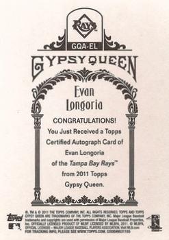 2011 Topps Gypsy Queen - Autographs #GQA-EL Evan Longoria Back