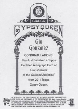 2011 Topps Gypsy Queen - Autographs #GQA-GG Gio Gonzalez Back