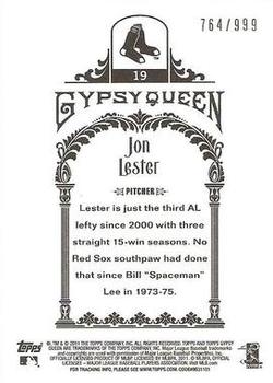 2011 Topps Gypsy Queen - Framed Paper #19 Jon Lester Back