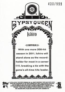 2011 Topps Gypsy Queen - Framed Paper #1 Ichiro Suzuki Back