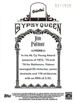 2011 Topps Gypsy Queen - Framed Paper #7 Jim Palmer Back