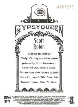 2011 Topps Gypsy Queen - Framed Paper #9 Scott Rolen Back