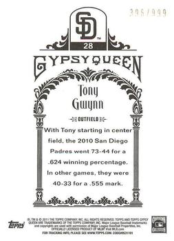 2011 Topps Gypsy Queen - Framed Paper #28 Tony Gwynn Back