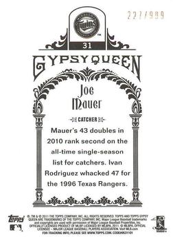 2011 Topps Gypsy Queen - Framed Paper #31 Joe Mauer Back