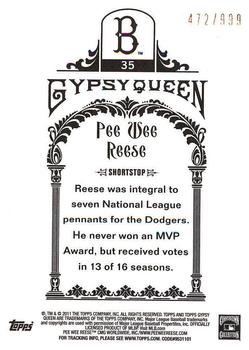 2011 Topps Gypsy Queen - Framed Paper #35 Pee Wee Reese Back