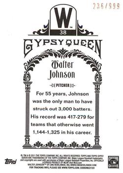 2011 Topps Gypsy Queen - Framed Paper #38 Walter Johnson Back