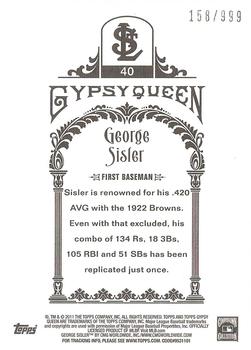 2011 Topps Gypsy Queen - Framed Paper #40 George Sisler Back