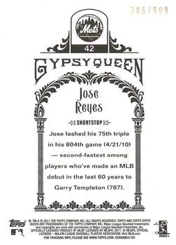 2011 Topps Gypsy Queen - Framed Paper #42 Jose Reyes Back