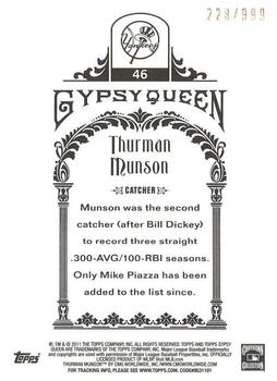 2011 Topps Gypsy Queen - Framed Paper #46 Thurman Munson Back