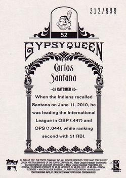 2011 Topps Gypsy Queen - Framed Paper #52 Carlos Santana Back